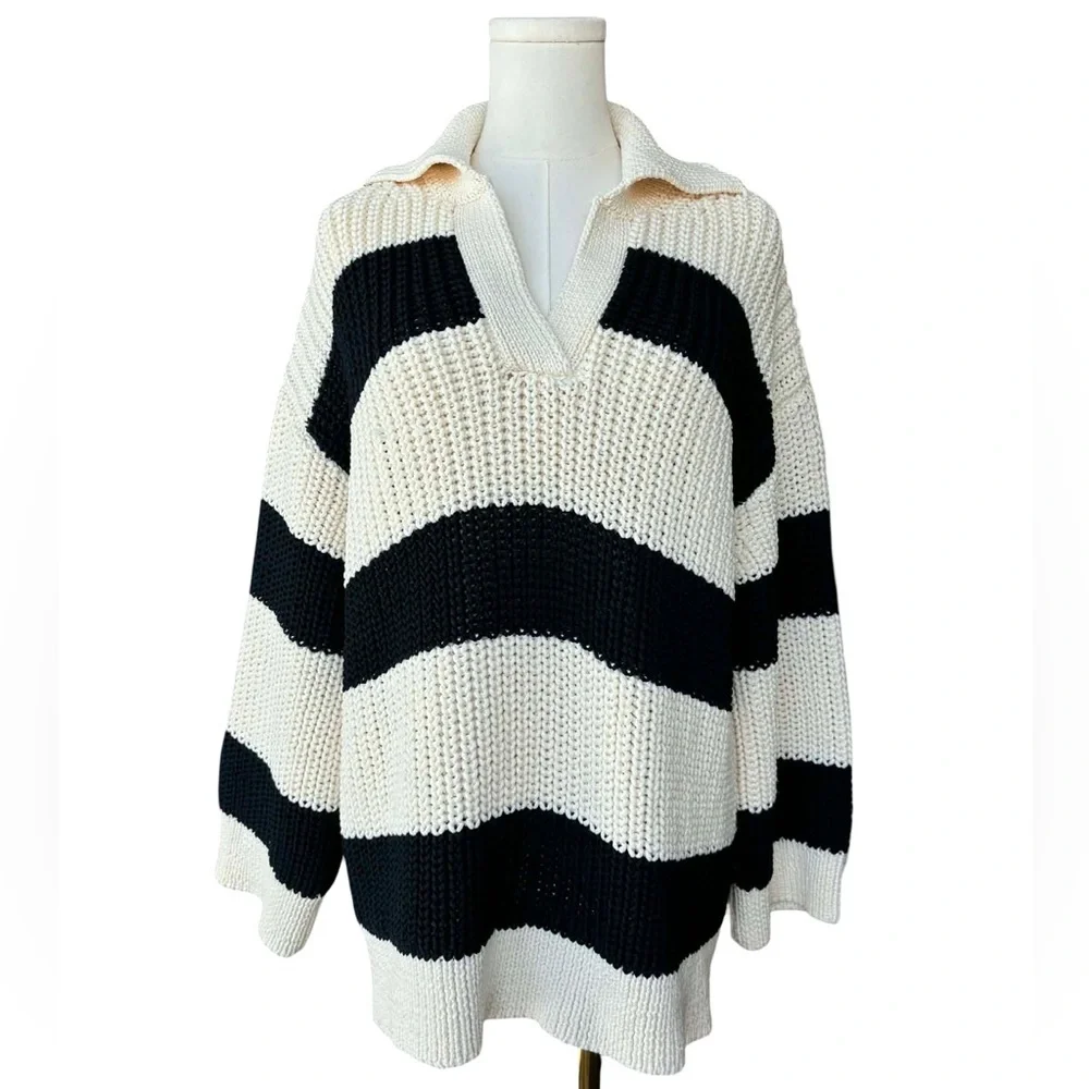 Zara Striped V Neck Sweater - Picture 2 of 11